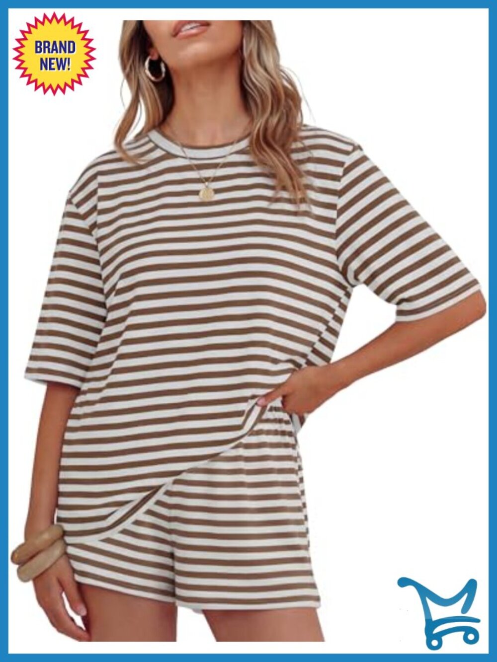 Matching Lounge Short Set, Striped Loose Fit 2 Piece, Travel Workout Outfit